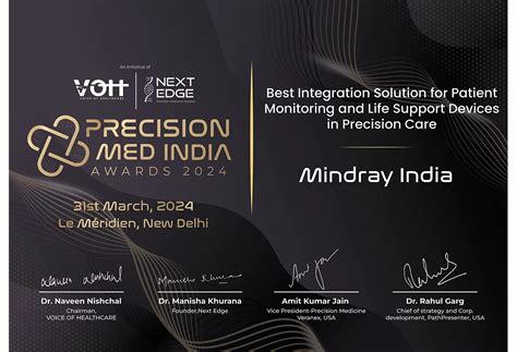 Mindray India wins at the PRECISION MED INDIA AWARDS 2024 by VOH ...