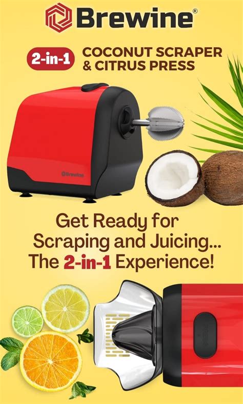 Buy Brewine Coconut Scraper with Citrus Juice Press,Red Online at Low ...