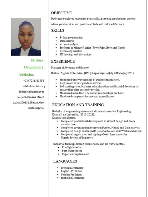 Image result for CV Sample PDF