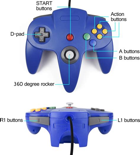 Buy 2 Pack Classic N64 Controller, suily Retro N64 Gaming Wired Gamepad ...