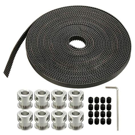 ELECTROPRIME 1X(8PCS GT2 20T Bore 8mm Timing Pulley & 5m Belt for ...