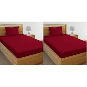 IVAZA 220 Cotton Feel Glace Cotton 1 Single Bedsheet with 1 Pillow ...