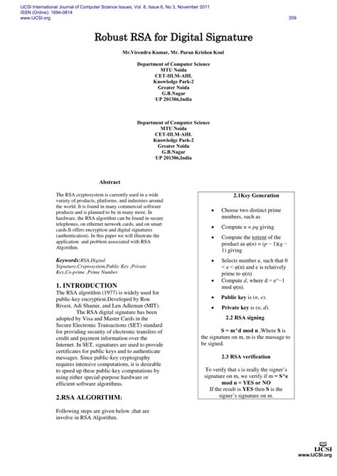 Image result for RSA Digital Signature Scheme Example