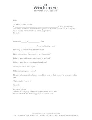 Fillable Online Word Pro - Rental History Verification (generic).lwp ...