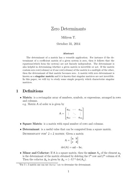 Zero Determinants | PDF | Determinant | Matrix (Mathematics)
