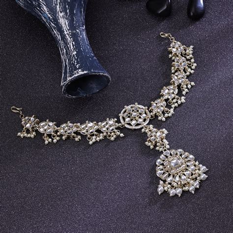 Sukkhi Sightly White Gold Plated Pearl Ethnic Shishphool For Women ...