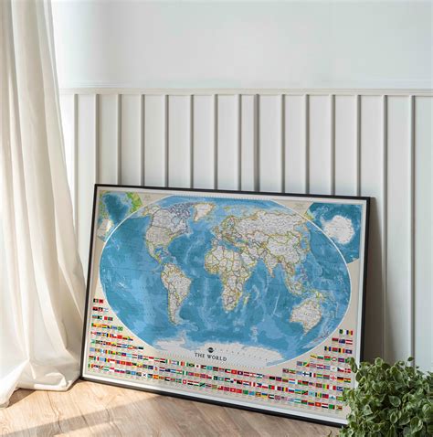 Political Map of the World With Flags | World Map Poster With State ...