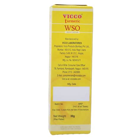 Vicco Turmeric WSO Skin Cream, 30 gm Price, Uses, Side Effects ...
