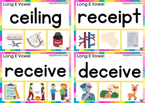Look at the image and clip the correct word Long e vowel ei words Clip ...