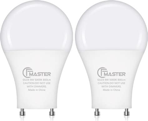 GU24 LED Light Bulb 100W Equivalent,9W 2 Prong Light Bulbs, 2700K Warm ...
