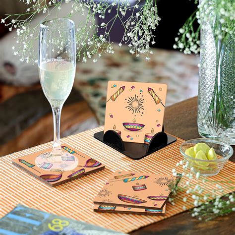 My Creative Hut Coaster Set of 4 Beautiful Acrylic Tea Coasters with ...