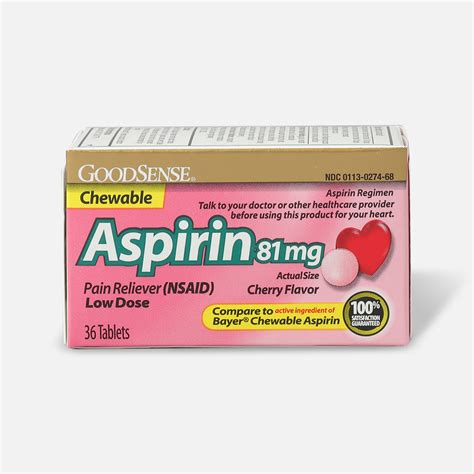 GoodSense® Aspirin 81 mg Low Dose Chewable Tablets, 36 ct