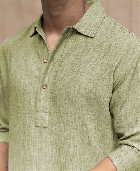 Green Slub Kurta Shirt – Powerlook