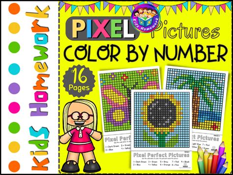 Printable Pixel Color Pages 的图像结果