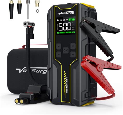 Amazon.com: Car Jump Starter with Air Compressor, VoltSurge 6000A Peak 12V Battery Jumper ...