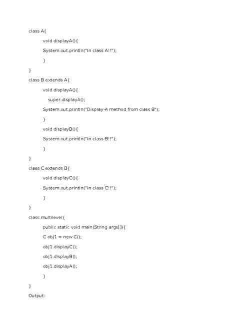 4002c2b7 505c 4a21 8c9e 76b49ee8ad04 - class A{ void displayA(){ System ...