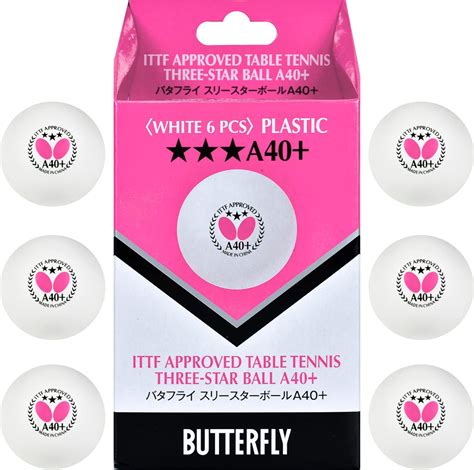 Amazon.com : Butterfly A40+ 3 Star Table Tennis Balls - 40mm - White ...