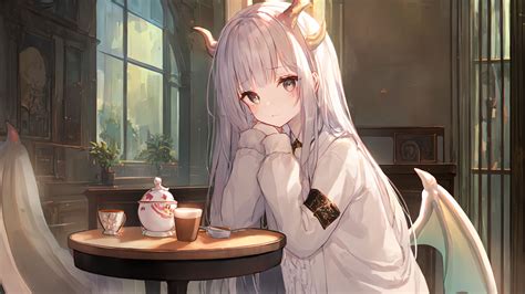 Download wallpaper 3840x2160 girl, horns, sad, anime 4k uhd 16:9 hd ...