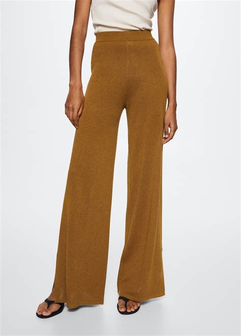 Side slit knit trousers - Women | MANGO OUTLET United Kingdom