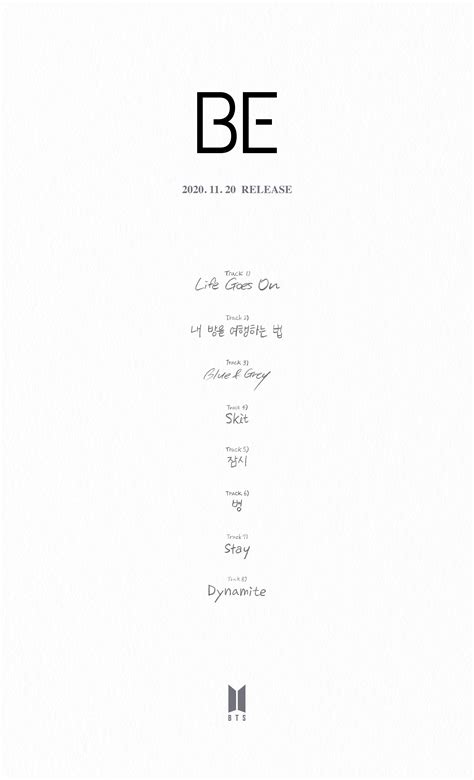 BTS Drops 'BE (Deluxe Edition)' Album Tracklist Featuring 'Dynamite ...