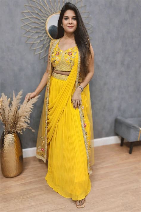 Designer Ready To Wear Lehenga Saree For Reception