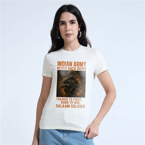 Indian Army - Never Back Down Women’s Round Neck T-Shirt – MadMinimalist