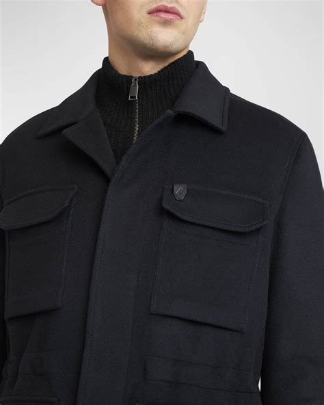 Brioni Men's Sahariana Wool-Cashmere Utility Jacket | Neiman Marcus