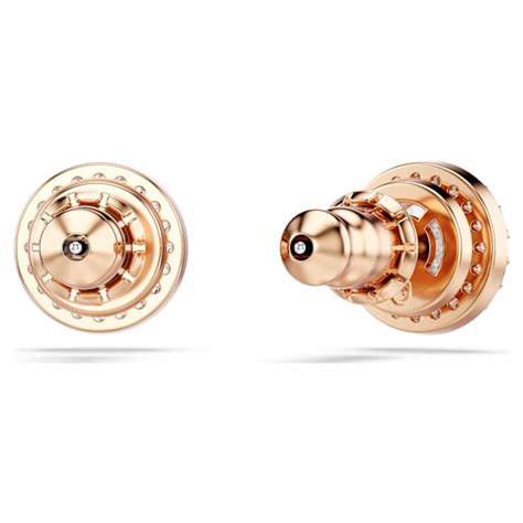 Una Angelic stud earrings, Round cut, Pavé, White, Rose gold-tone plated