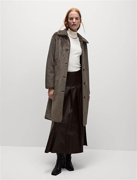 Buy Faux Fur Longline Coat at Marks & Spencer