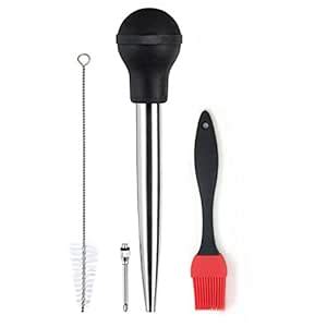 Buy Stainless Steel Turkey Baster Syringe & Silicone Basting Brush Set ...