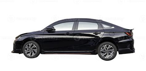 Side view of black sedan car isolated on white background with clipping ...