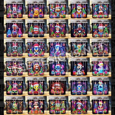 100 LED Cartoon Christmas Tumbler Designs – Tee Designs