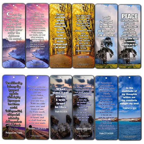 Buy Bible Verses About Stress and Anxiety KJV Bookmarks (60-Pack ...