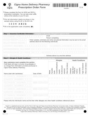 Cigna Prescription Order Form 2012-2026 - Fill and Sign Printable ...