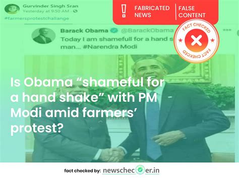 Obama Did Not Tweet About Feeling “Shameful For A Hand Shake” With PM ...