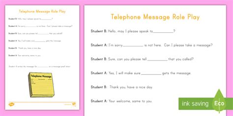 Telephone Conversation Script | Role Play | Twinkl USA