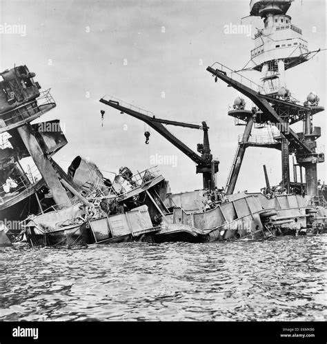 Wreckage of USS Arizona, Pearl Harbor, Hawaii, December 7, 1941 Stock ...