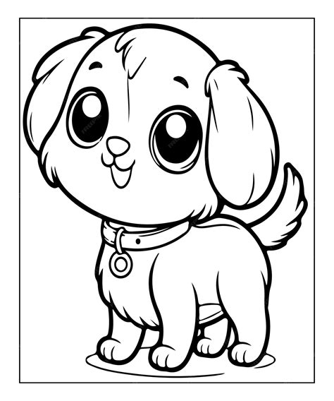Premium Photo | Cute puppy coloring page