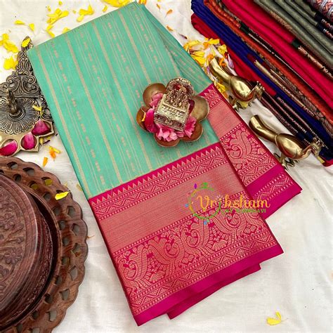 Mint Green with Pink Veldhari Silk Saree -Kanchi Silk-VS1574 ...