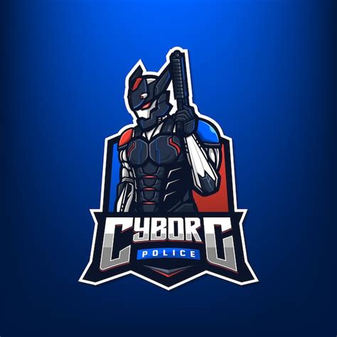 Cyborg-Polizei-Esport-Logo-Design | Premium Vektor