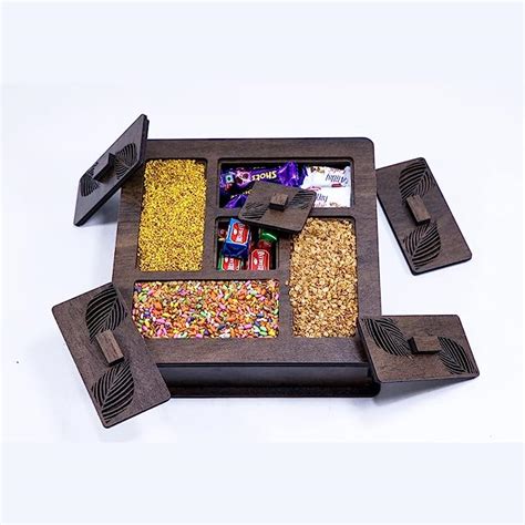 VAKHAR Wooden Dry Fruit Box Mukhwas Box Storage Container Square Shape ...