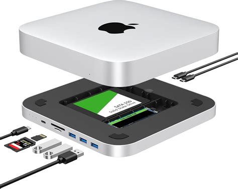 Amazon.com: Mac mini Dock, USB C Hub with Dual SSD Enclosure- Fits M.2 ...