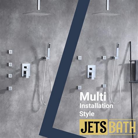 Buy Updated)JetsBath Shower Jets Rain Shower System with 12'' Ceiling ...