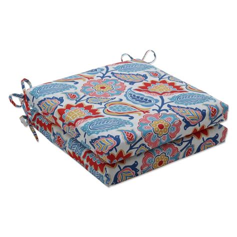 Pillow Perfect 20-in x 20-in 2-Piece Blue Patio Chair Cushion at Lowes.com