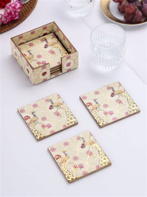Buy Wooden Tea Coaster Set of 6 Online at the Best Prices- Luxehome