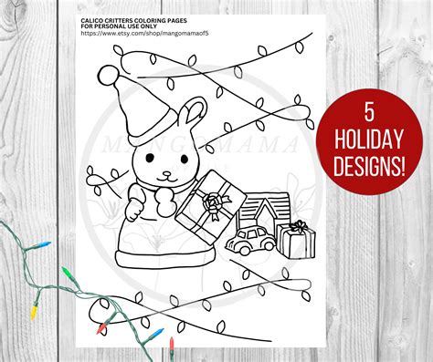PRINTABLE Calico Critters HOLIDAY Christmas Coloring Pages, DIY Print ...