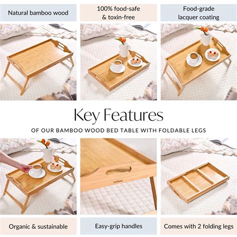 Bamboo Wood Bed Table With Foldable Legs Online - Premium Tray | Nestasia