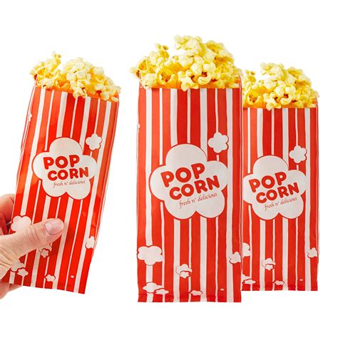 1 oz Disposable Popcorn Bags (100 Pack) - Red & White Striped Carnival ...