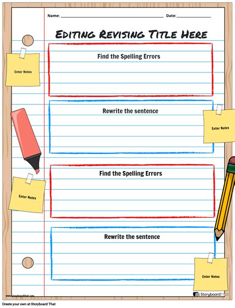 Essay Editing & Revising Worksheets by Storyboard That