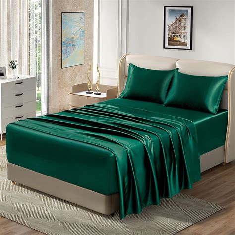 Homiest 4pcs Extra Deep Pocket Satin Sheets - Full Size Bed Set, 18-24 ...